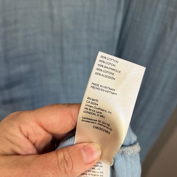 Free People Cinderella Story Shirtdress Size S Blue Denim Gauze Button Front - Picture 11 of 13